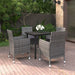 5 Piece Garden Dining Set Poly Rattan and Glass Tbkklkx