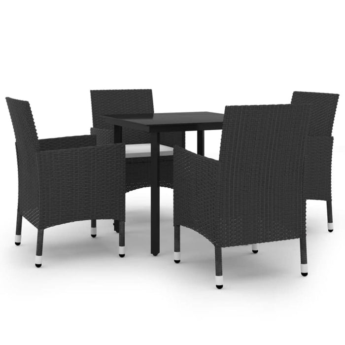 5 Piece Garden Dining Set Poly Rattan and Glass Tbkklnb