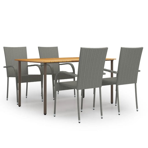 5 Piece Garden Dining Set Poly Rattan Grey Tbixakt