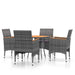 5 Piece Garden Dining Set Poly Rattan Grey Tbpnaki