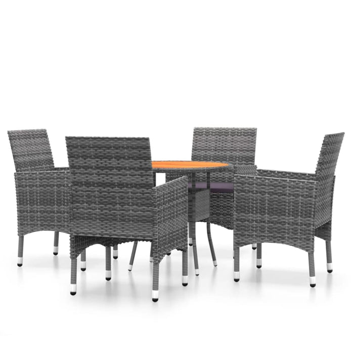 5 Piece Garden Dining Set Poly Rattan Grey Tbpnakt