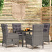 5 Piece Garden Dining Set Poly Rattan Grey Tbpnpbb