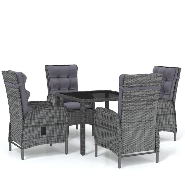 5 Piece Garden Dining Set Poly Rattan Grey Tbpnpbb
