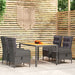 5 Piece Garden Dining Set Poly Rattan Grey Tbpnpbt