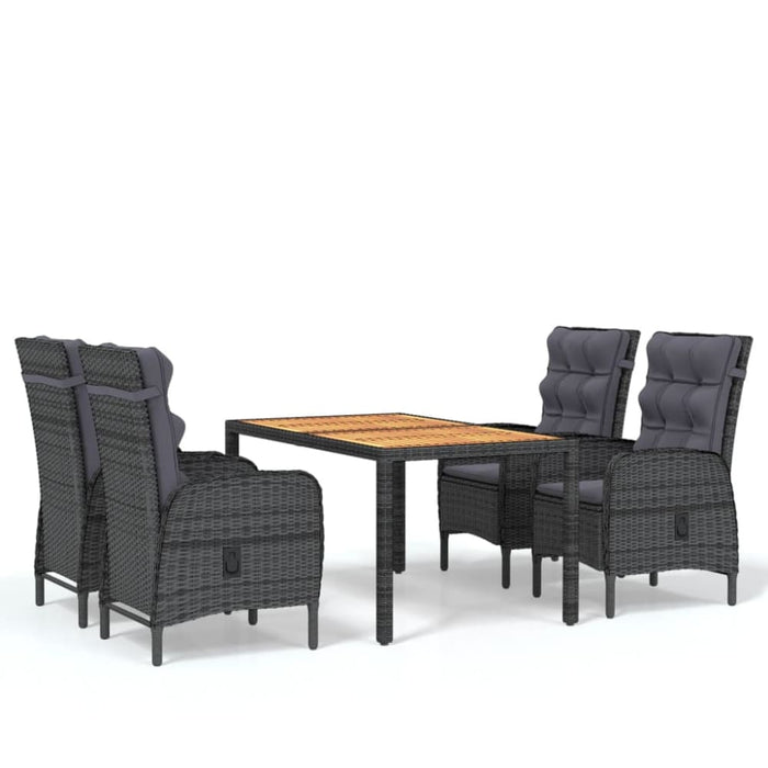 5 Piece Garden Dining Set Poly Rattan Grey Tbpnpbt