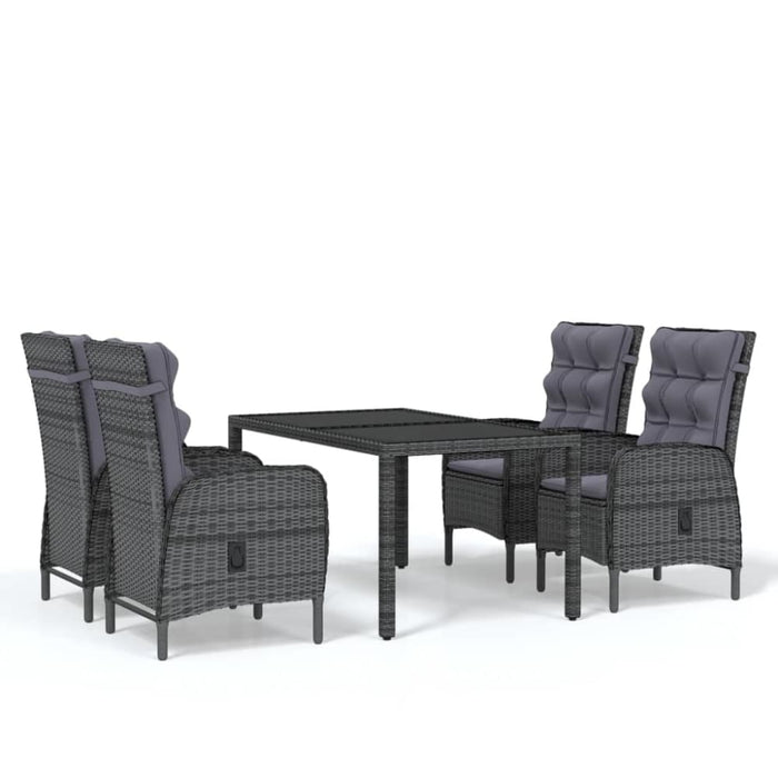 5 Piece Garden Dining Set Poly Rattan Grey Tbpnpbx