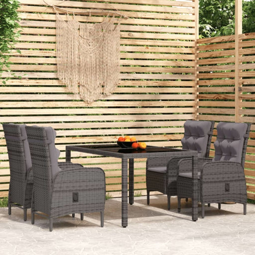 5 Piece Garden Dining Set Poly Rattan Grey Tbpnpbx