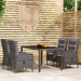 5 Piece Garden Dining Set Poly Rattan Grey Tbpnpbx