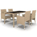 5 Piece Garden Dining Set Poly Rattan and Tempered Glass