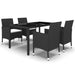5 Piece Garden Dining Set Poly Rattan and Tempered Glass