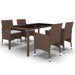 5 Piece Garden Dining Set Poly Rattan and Tempered Glass