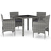 5 Piece Garden Dining Set Poly Rattan and Tempered Glass