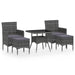 5 Piece Garden Dining Set Poly Rattan and Tempered Glass