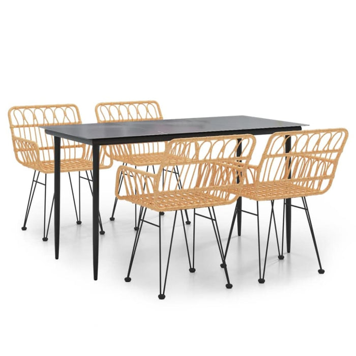 5 Piece Garden Dining Set Poly Rattan Topinai