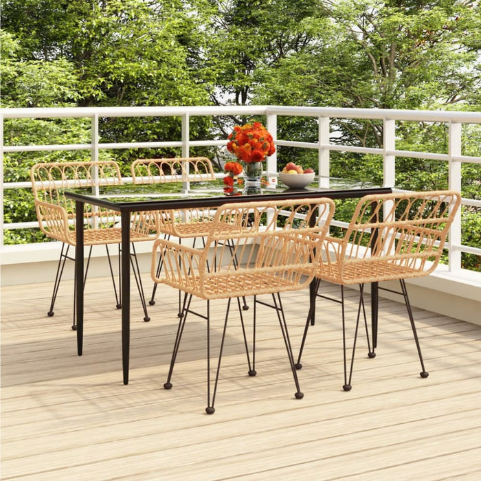 5 Piece Garden Dining Set Poly Rattan Topinai