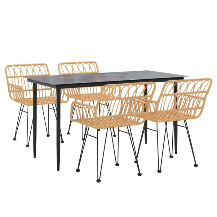 5 Piece Garden Dining Set Poly Rattan Topinai