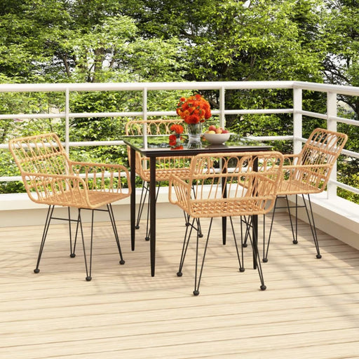 5 Piece Garden Dining Set Poly Rattan Topinal