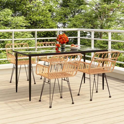 5 Piece Garden Dining Set Poly Rattan Topinan
