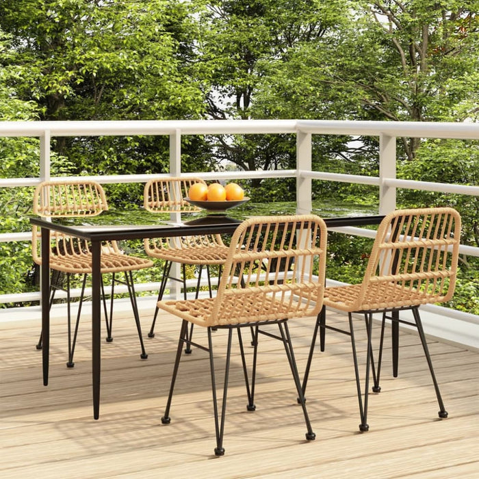 5 Piece Garden Dining Set Poly Rattan Topinil