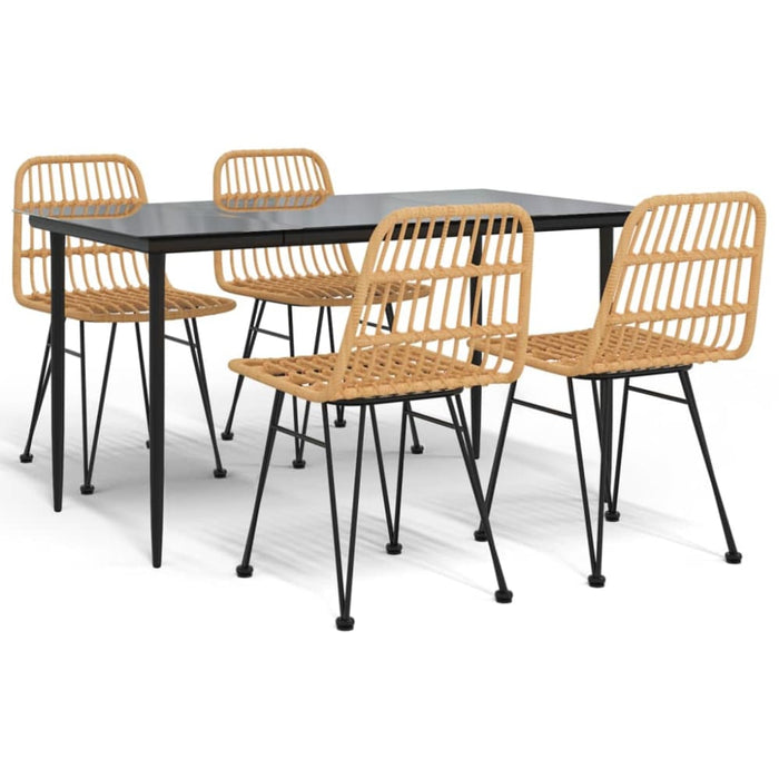 5 Piece Garden Dining Set Poly Rattan Topinil