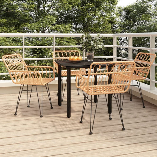 5 Piece Garden Dining Set Poly Rattan Topinlb