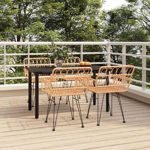 5 Piece Garden Dining Set Poly Rattan Topinlo