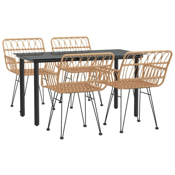 5 Piece Garden Dining Set Poly Rattan Topinlo