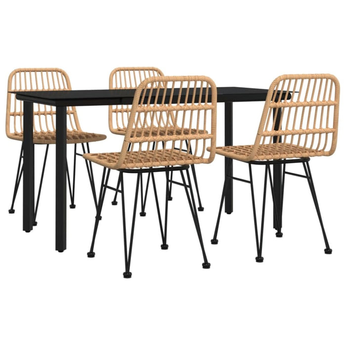 5 Piece Garden Dining Set Poly Rattan Topinnk