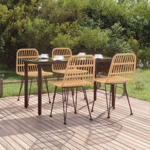 5 Piece Garden Dining Set Poly Rattan Topinnk