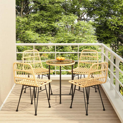 5 Piece Garden Dining Set Poly Rattan Topintk