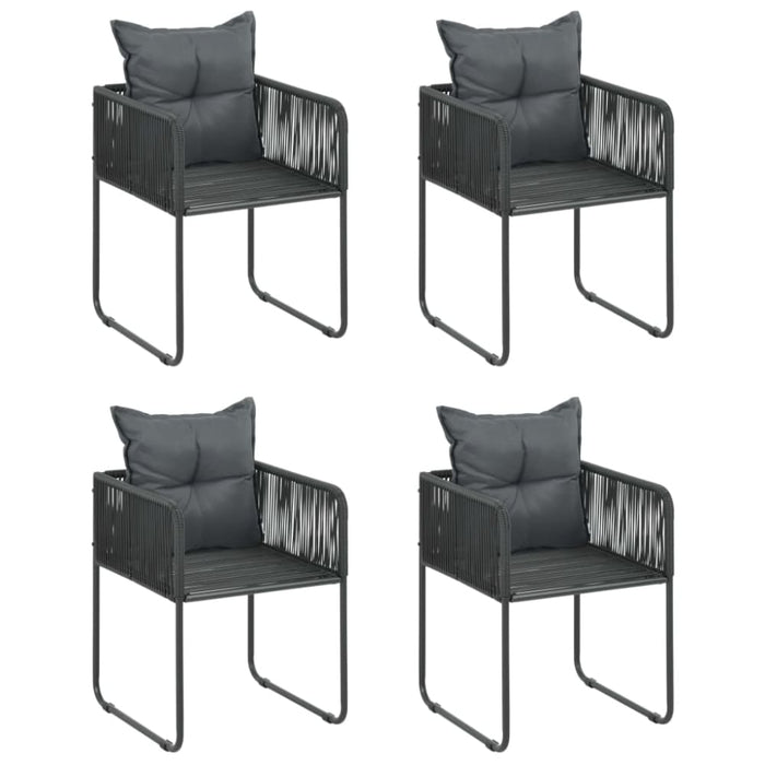 5 Piece Garden Dining Set Pvc Rattan Black Tblbbkl