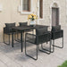 5 Piece Garden Dining Set Pvc Rattan Black Tblbbkl