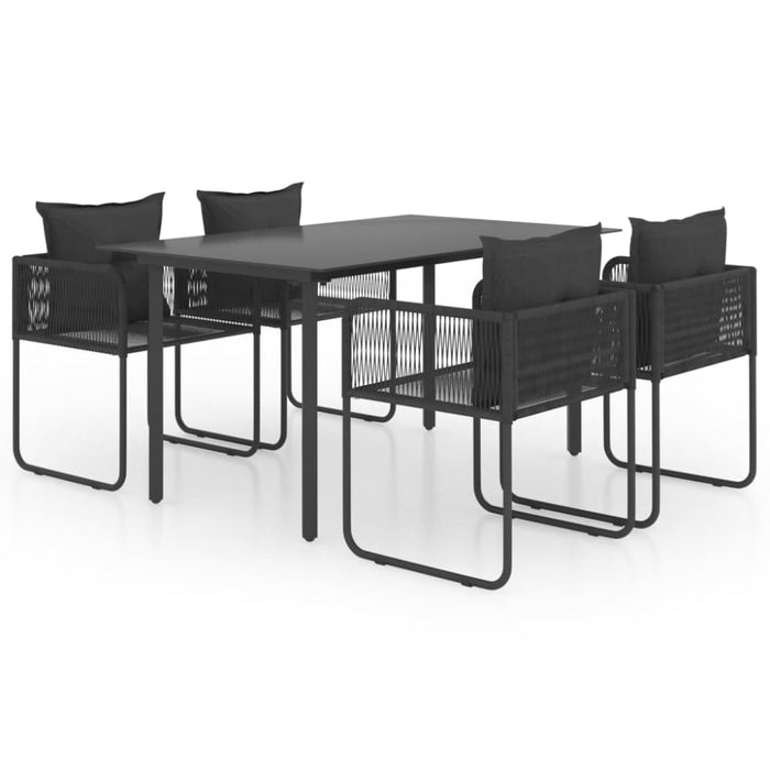 5 Piece Garden Dining Set Pvc Rattan Black Tblbbkl