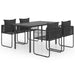 5 Piece Garden Dining Set Pvc Rattan Black Tblbbkl