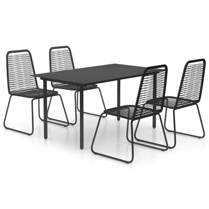 5 Piece Garden Dining Set Pvc Rattan Black Tblbotx