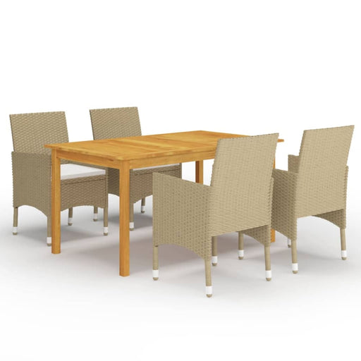 5 Piece Garden Dining Set Beige Tbliilt