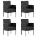 5 Piece Garden Dining Set Black Poly Rattan And Steel