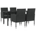 5 Piece Garden Dining Set Black Poly Rattan And Steel