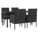 5 Piece Garden Dining Set Black Poly Rattan And Steel