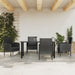 5 Piece Garden Dining Set Black Poly Rattan And Steel
