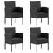 5 Piece Garden Dining Set Black Poly Rattan And Steel