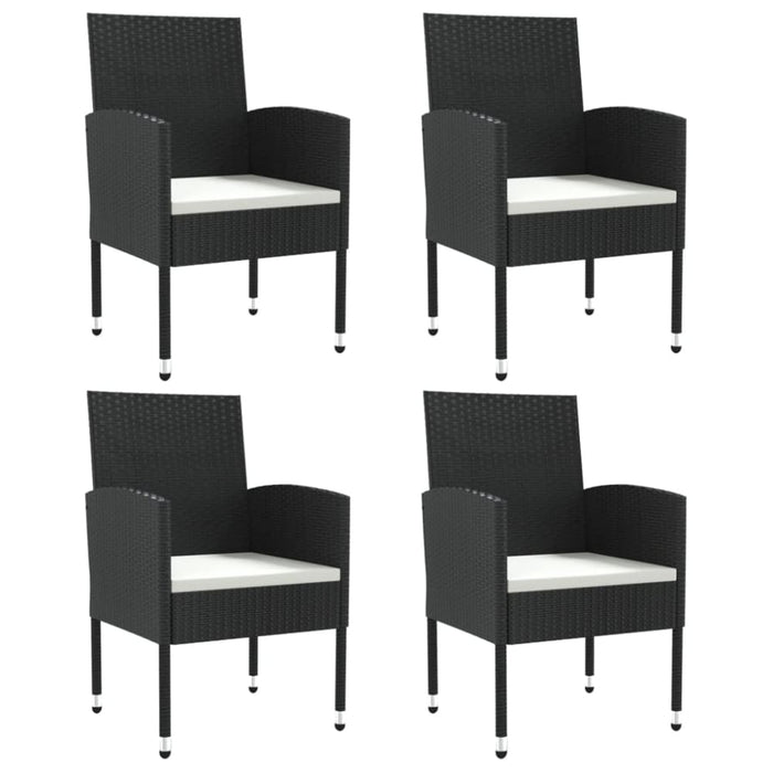5 Piece Garden Dining Set Black Poly Rattan And Steel