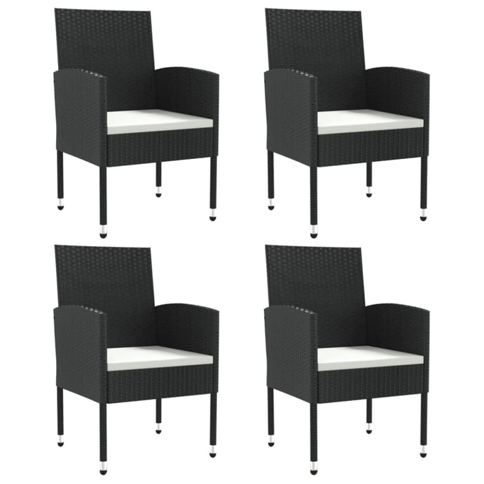 5 Piece Garden Dining Set Black Poly Rattan And Steel