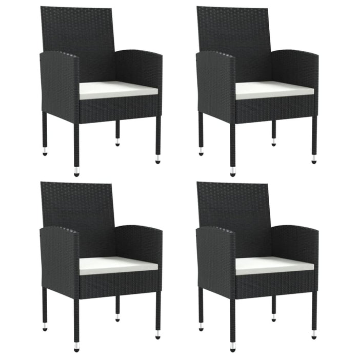 5 Piece Garden Dining Set Black Poly Rattan And Steel