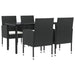 5 Piece Garden Dining Set Black Poly Rattan And Steel