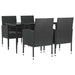 5 Piece Garden Dining Set Black Poly Rattan And Steel