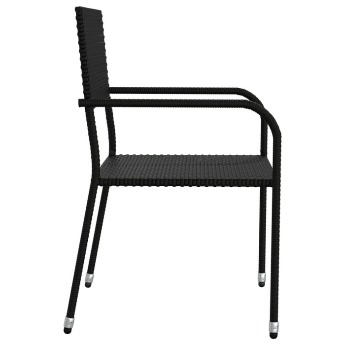 5 Piece Garden Dining Set Black Poly Rattan And Steel