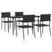 5 Piece Garden Dining Set Black Poly Rattan And Steel