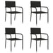5 Piece Garden Dining Set Black Poly Rattan And Steel