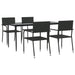 5 Piece Garden Dining Set Black Poly Rattan And Steel